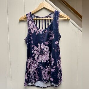 CALIA by Carrie Underwood Purple Floral Strappy Back Athletic Tank